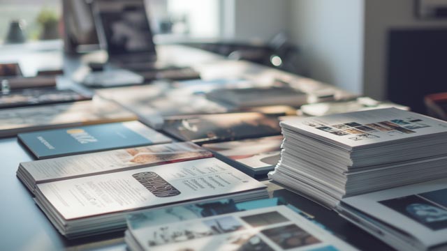 Marketing materials on a desk